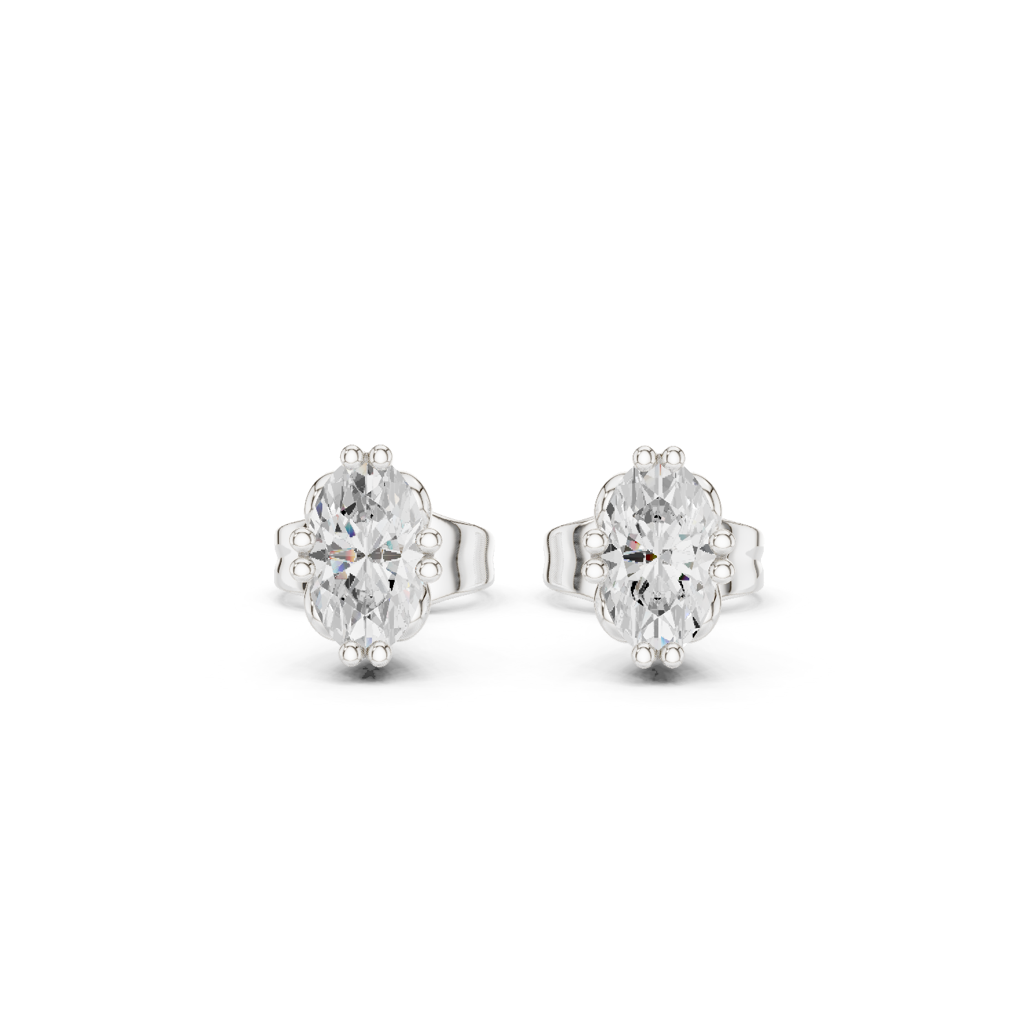 Oval Cut Lab Grown Diamond Stud Earrings in White Gold