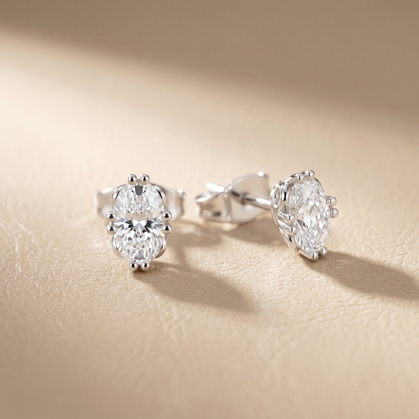 Oval Cut Lab Grown Diamond Stud Earrings in Platinum