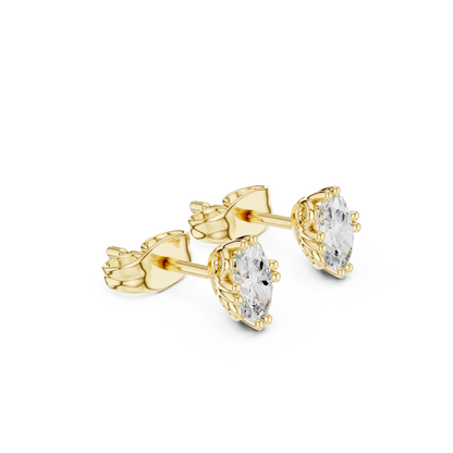 Oval Cut Lab Grown Diamond Stud Earrings in Yellow Gold