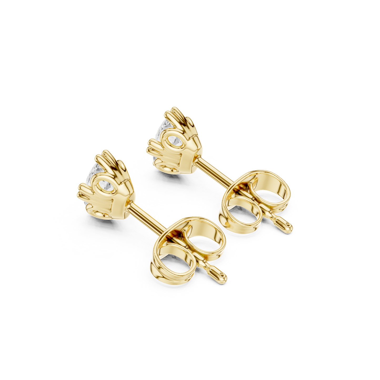 Oval Cut Lab Grown Diamond Stud Earrings in Yellow Gold