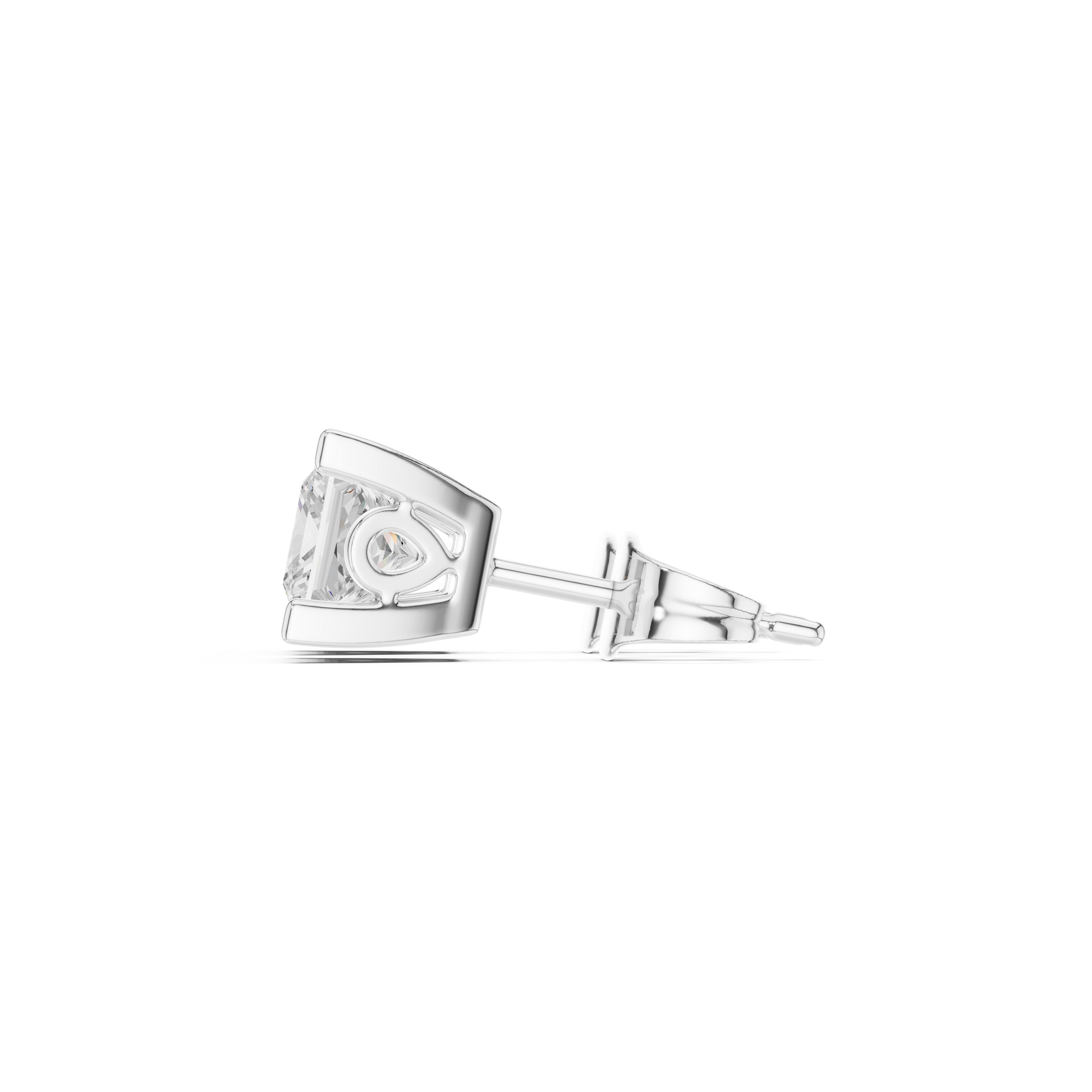 Princess Cut Lab Grown Diamond Stud Earrings in Silver