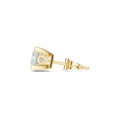 Princess Cut Lab Grown Diamond Stud Earrings in Yellow Gold