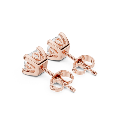 Princess Cut Lab Grown Diamond Stud Earrings in Rose Gold