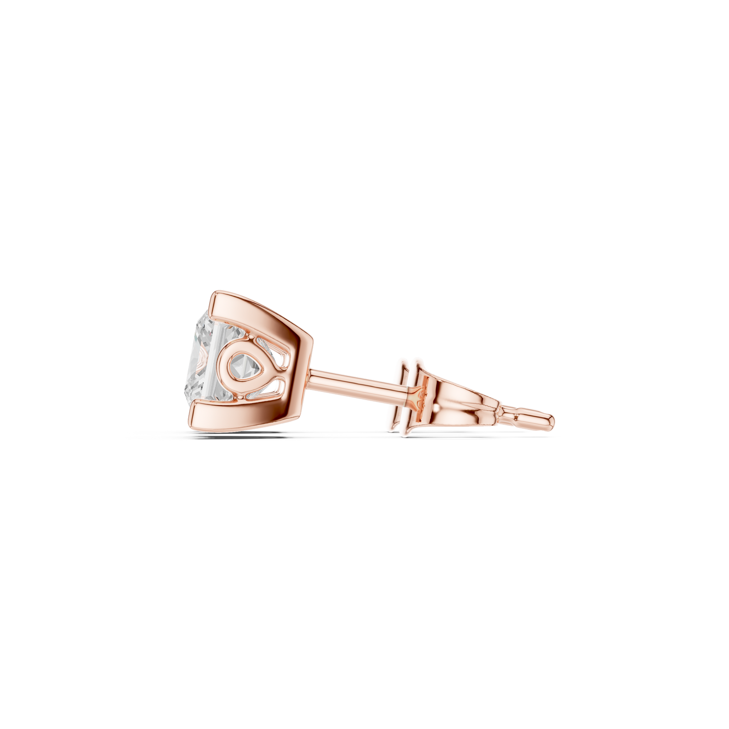 Princess Cut Lab Grown Diamond Stud Earrings in Rose Gold