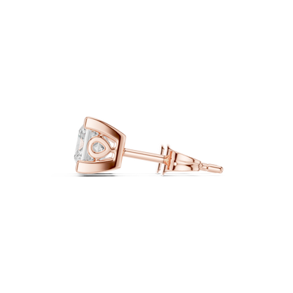 Princess Cut Lab Grown Diamond Stud Earrings in Rose Gold