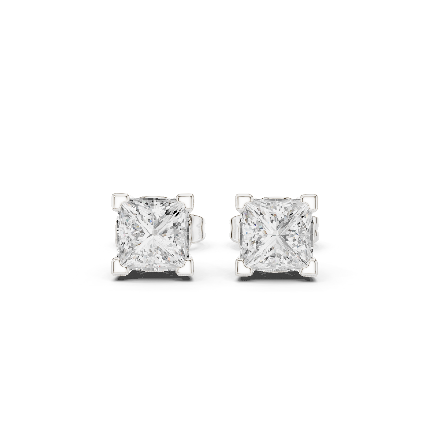 Princess Cut Lab Grown Diamond Stud Earrings in Platinum