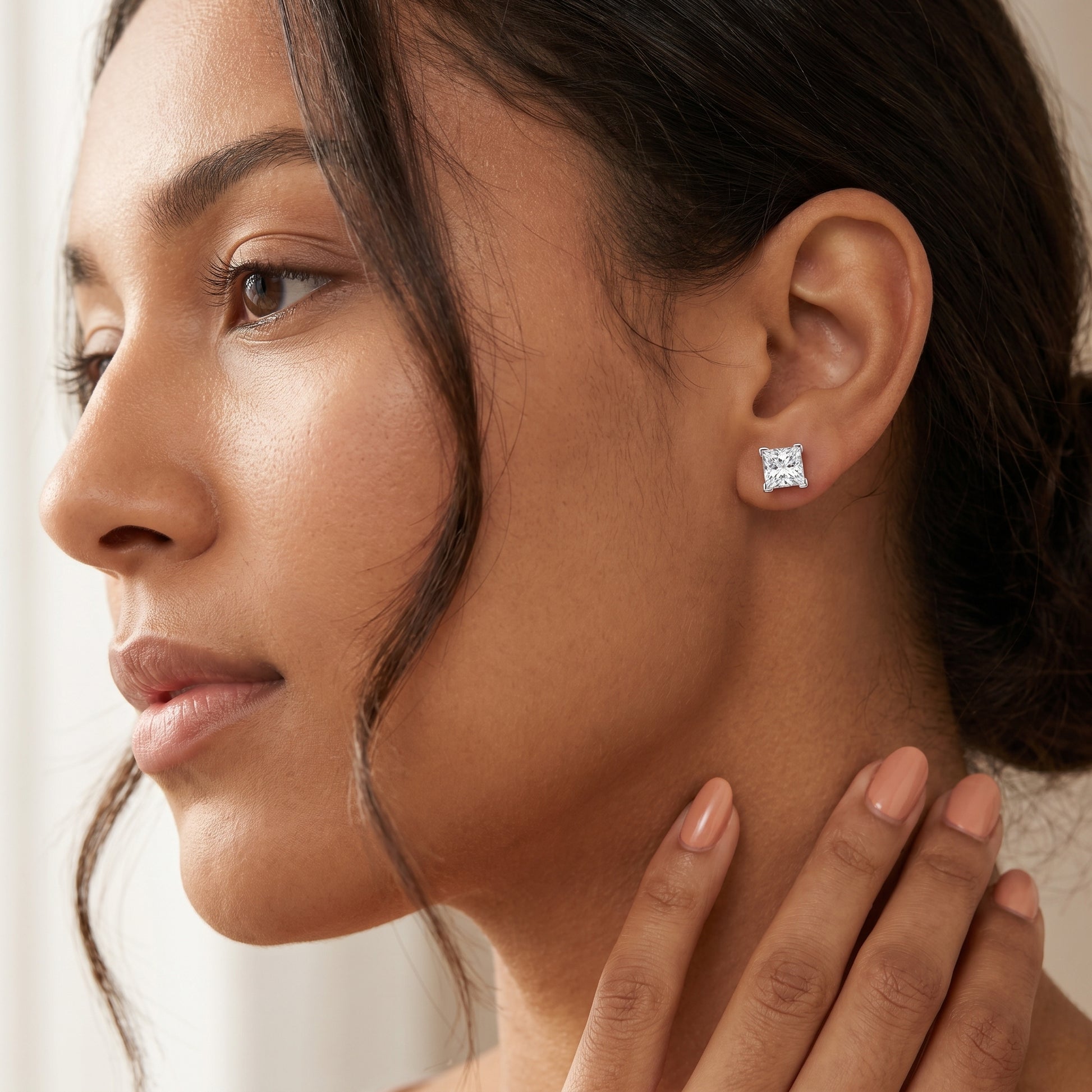Princess Cut Lab Grown Diamond Stud Earrings in Platinum