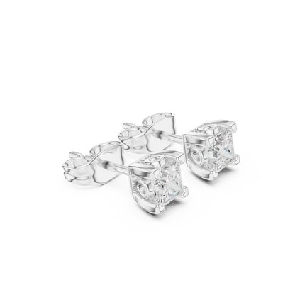 Princess Cut Lab Grown Diamond Stud Earrings in White Gold