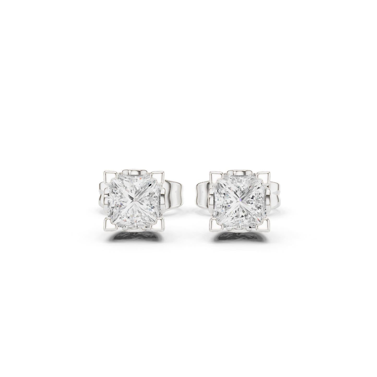 Princess Cut Lab Grown Diamond Stud Earrings in Platinum