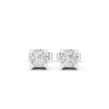 Princess Cut Lab Grown Diamond Stud Earrings in Platinum