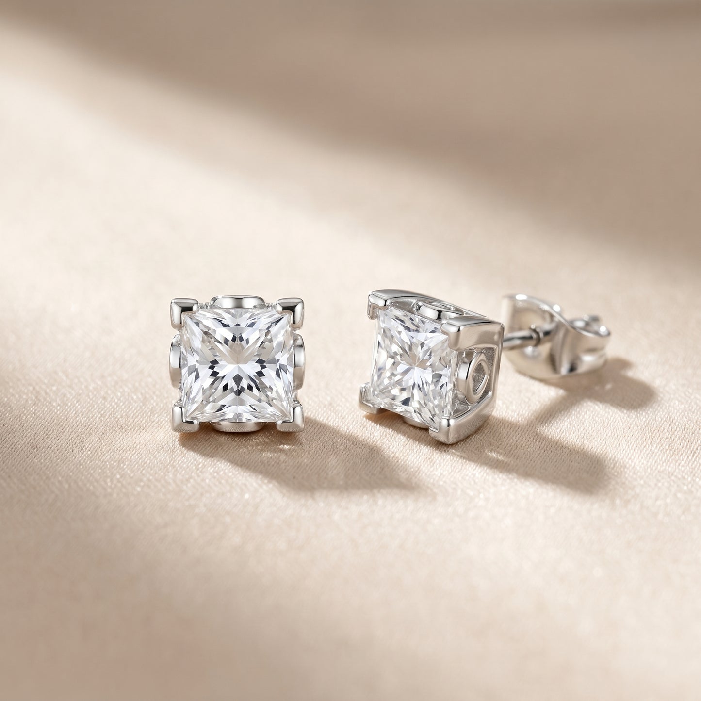 Princess Cut Lab Grown Diamond Stud Earrings in Platinum