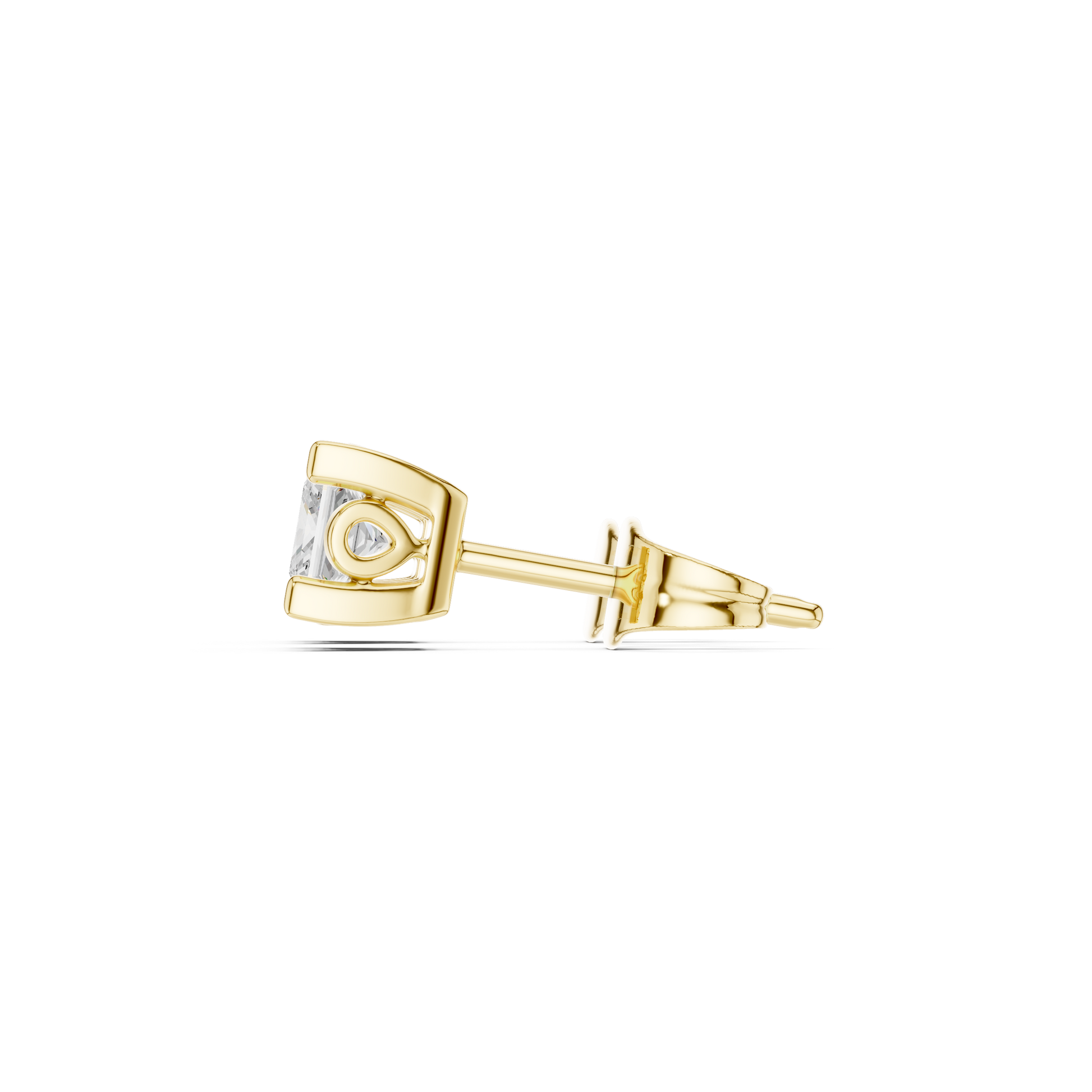 Princess Cut Lab Grown Diamond Stud Earrings in Yellow Gold