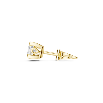 Princess Cut Lab Grown Diamond Stud Earrings in Yellow Gold