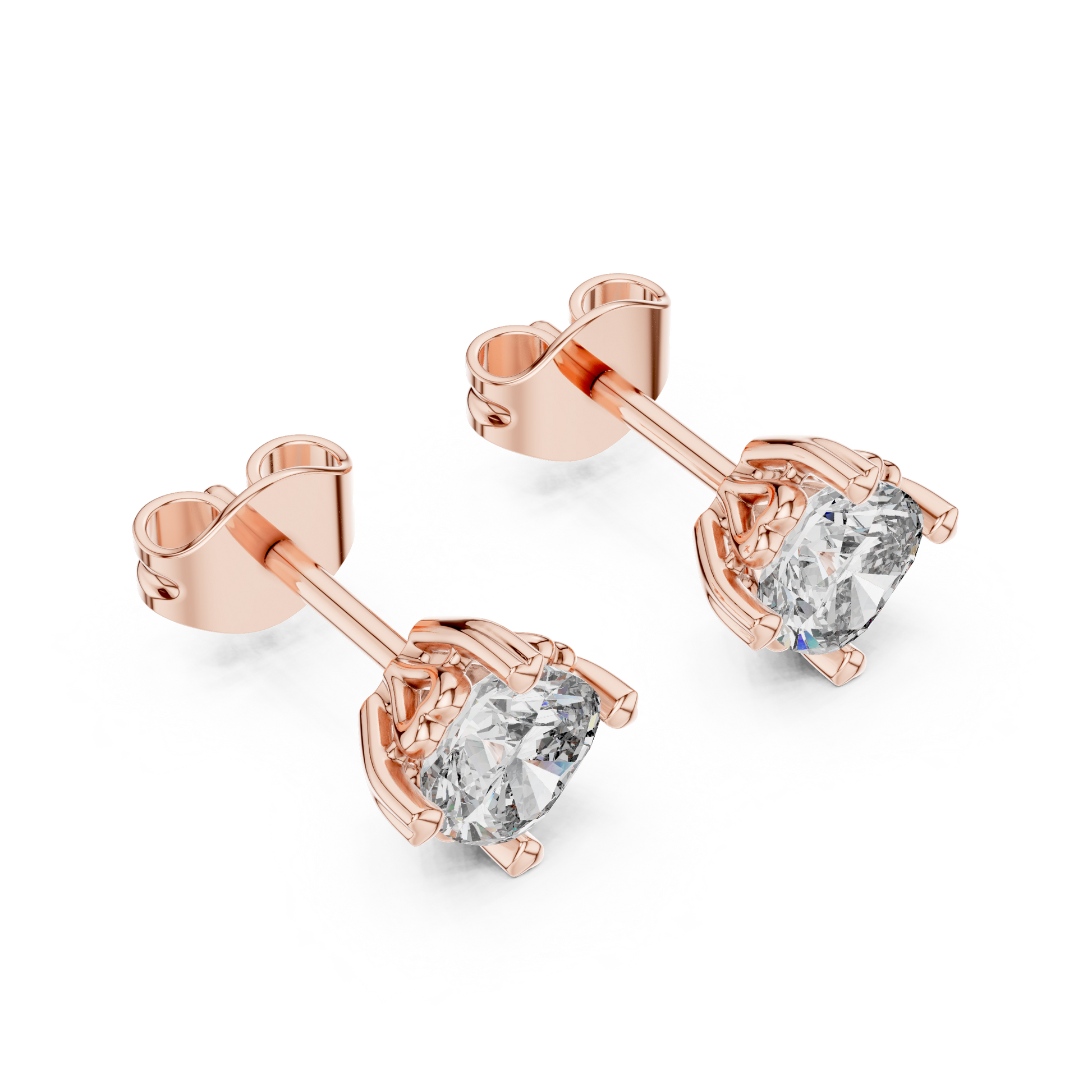 Cushion Cut Lab Grown Diamond Stud Earrings in Rose Gold
