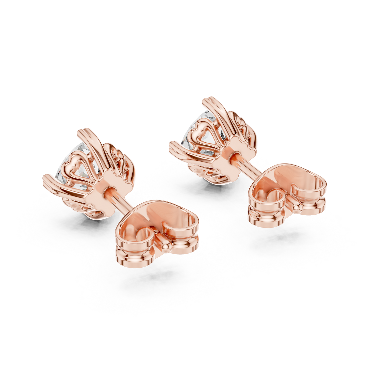 Cushion Cut Lab Grown Diamond Stud Earrings in Rose Gold