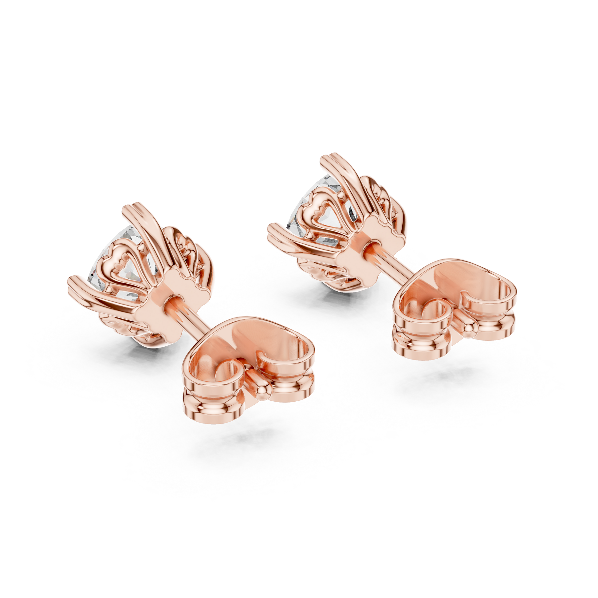 Cushion Cut Lab Grown Diamond Stud Earrings in Rose Gold