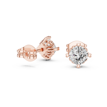 Cushion Cut Lab Grown Diamond Stud Earrings in Rose Gold
