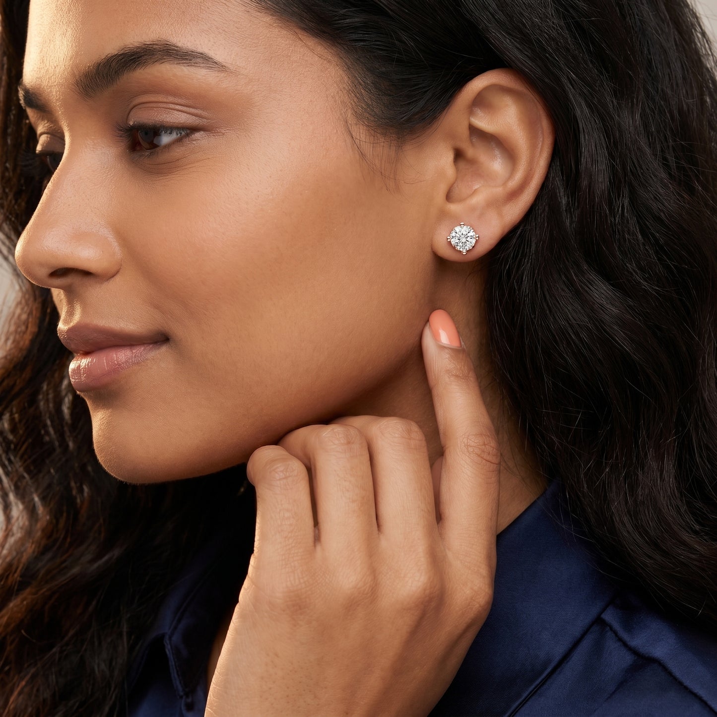 Cushion Cut Lab Grown Diamond Stud Earrings in Rose Gold