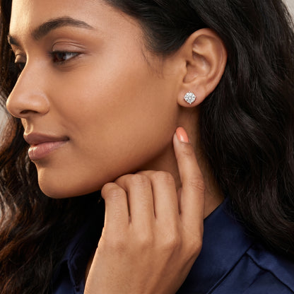 Cushion Cut Lab Grown Diamond Stud Earrings in Rose Gold