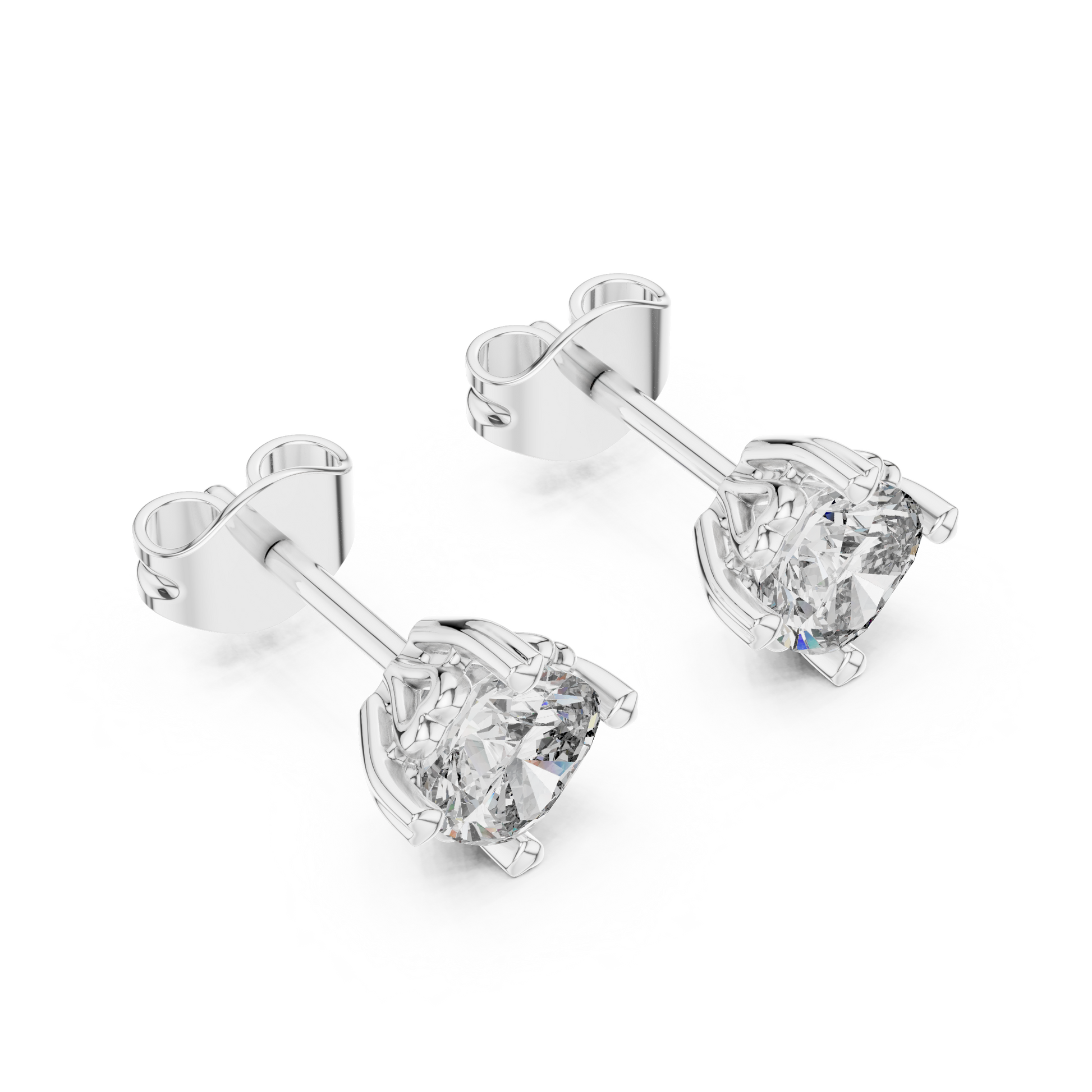 Cushion Cut Lab Grown Diamond Stud Earrings in Platinum