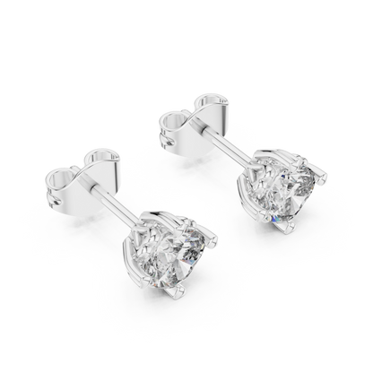 Cushion Cut Lab Grown Diamond Stud Earrings in Silver