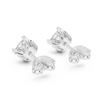 Cushion Cut Lab Grown Diamond Stud Earrings in White Gold