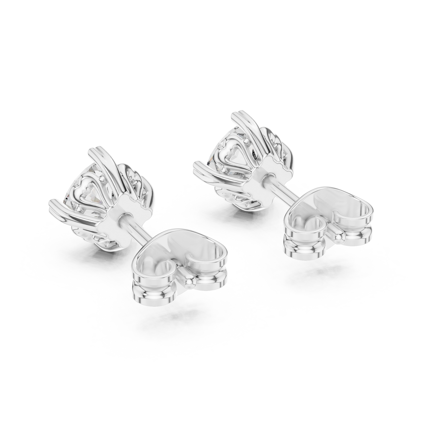 Cushion Cut Lab Grown Diamond Stud Earrings in Silver