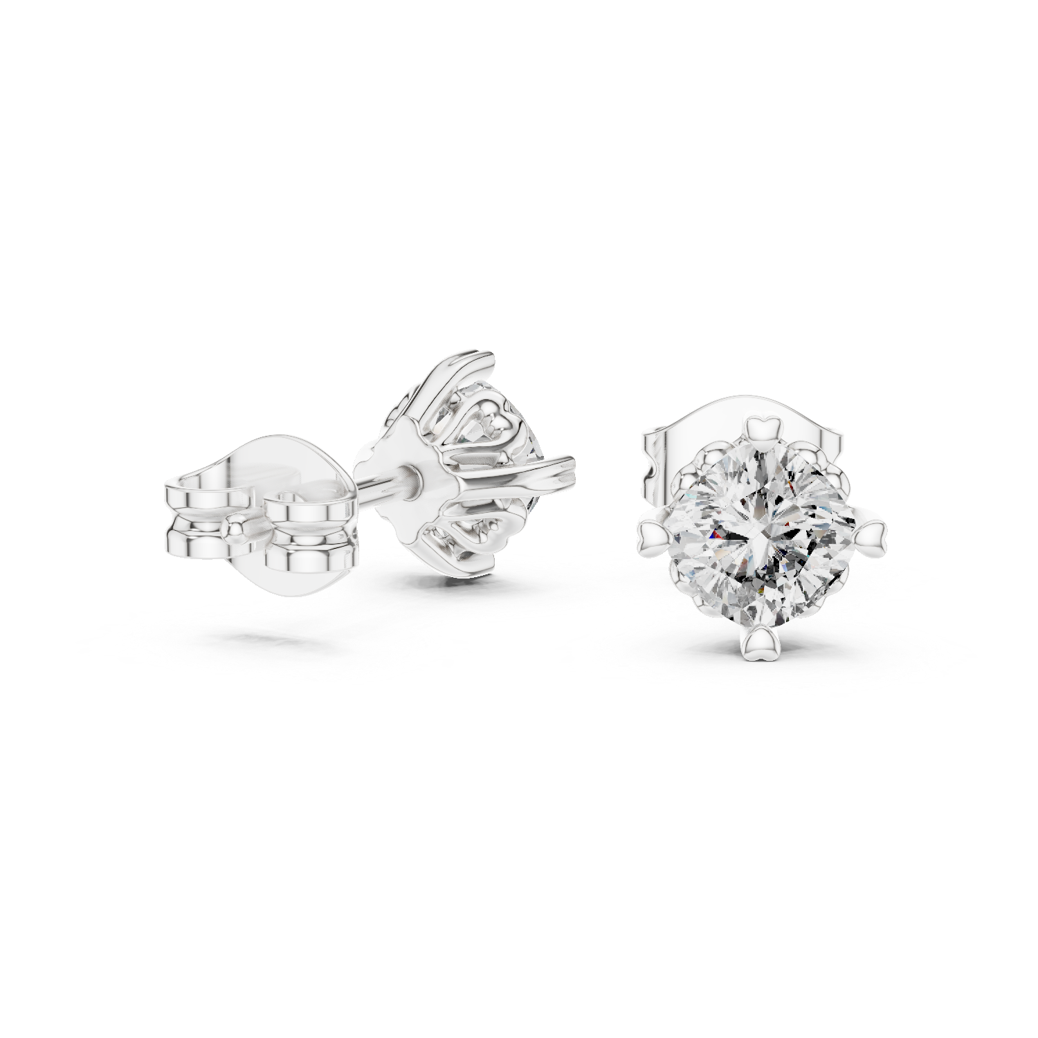 Cushion Cut Lab Grown Diamond Stud Earrings in White Gold