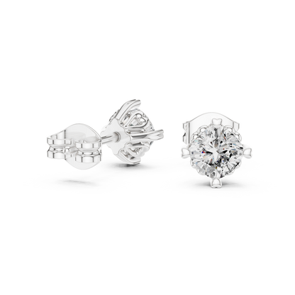 Cushion Cut Lab Grown Diamond Stud Earrings in Silver