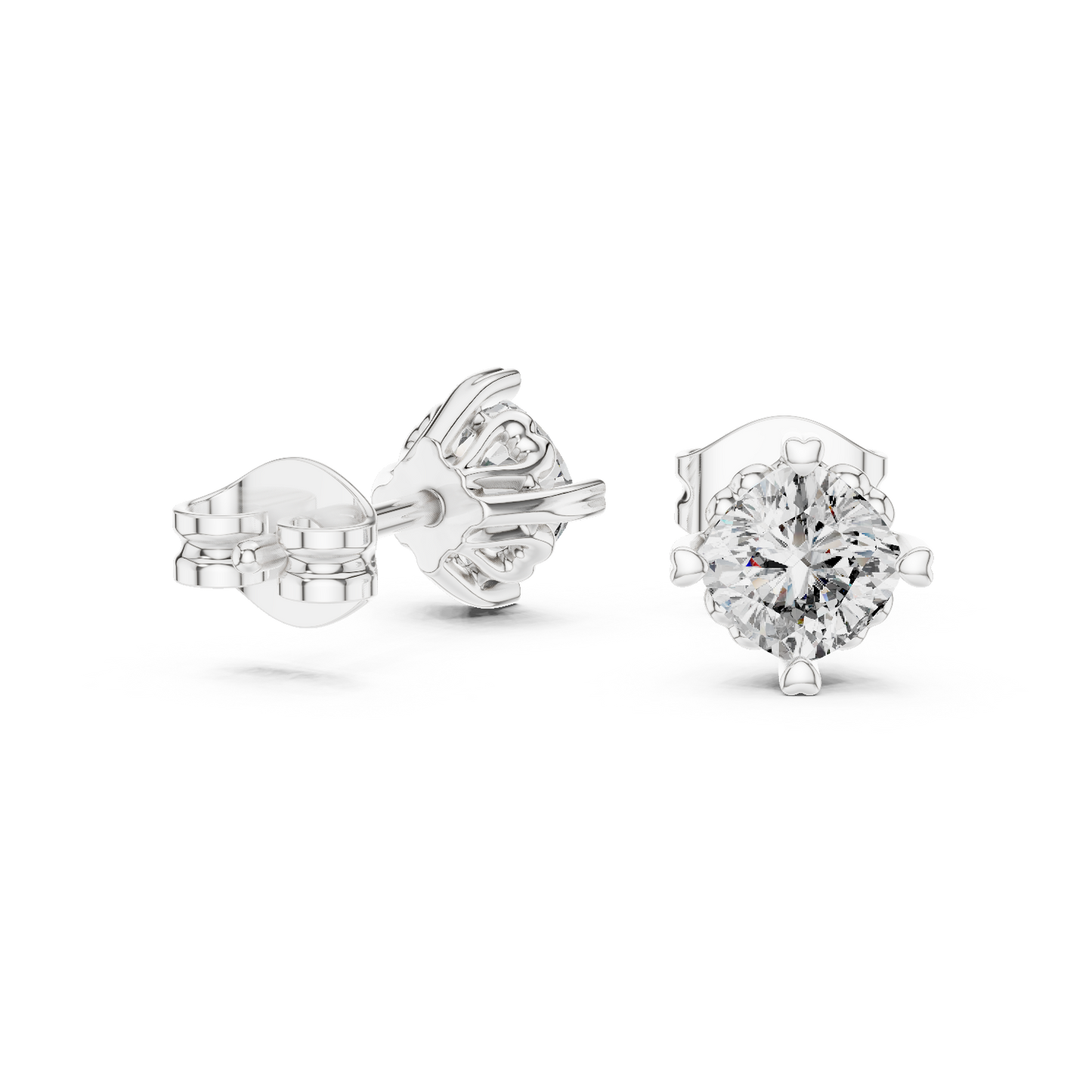 Cushion Cut Lab Grown Diamond Stud Earrings in Platinum