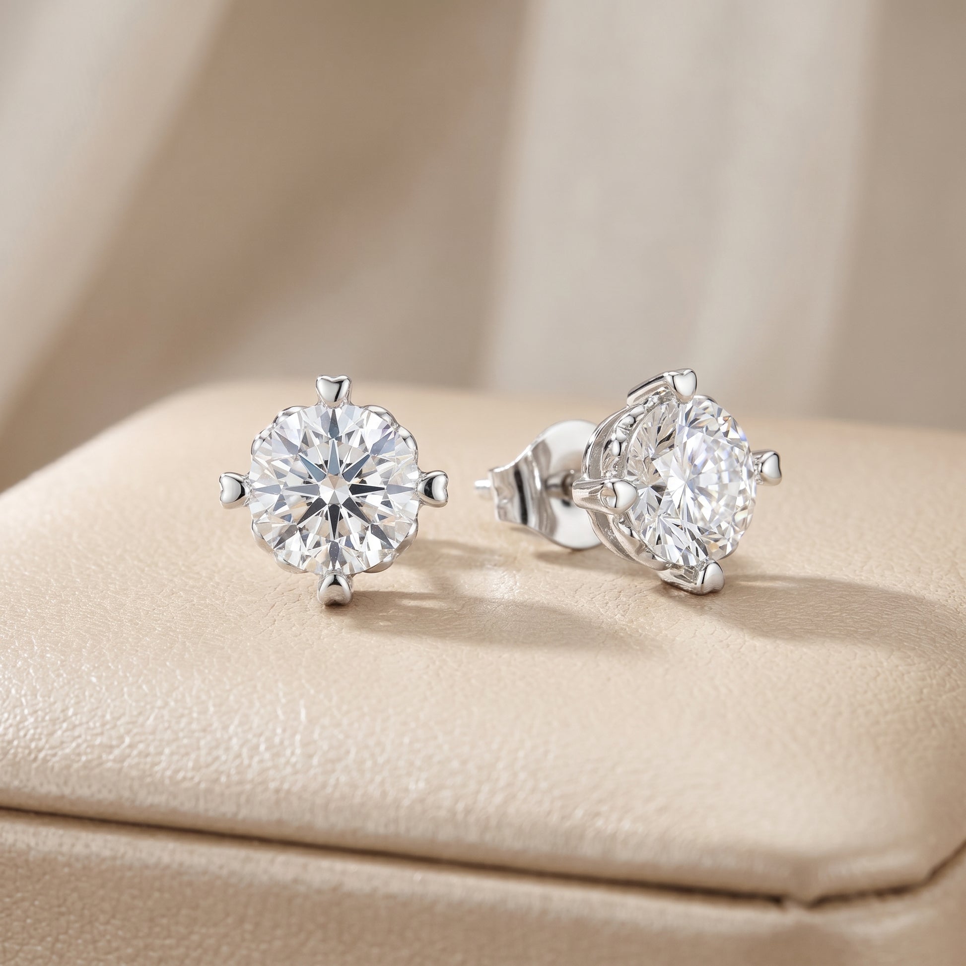 Cushion Cut Lab Grown Diamond Stud Earrings in Platinum