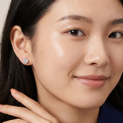 Cushion Cut Lab Grown Diamond Stud Earrings in Silver