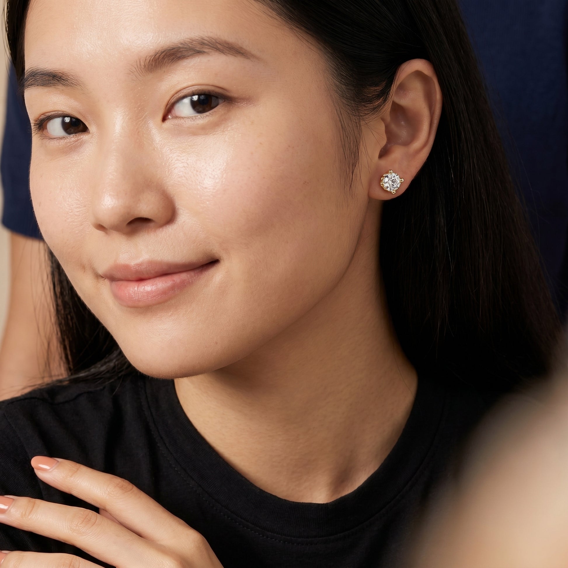 Cushion Cut Lab Grown Diamond Stud Earrings in Yellow Gold