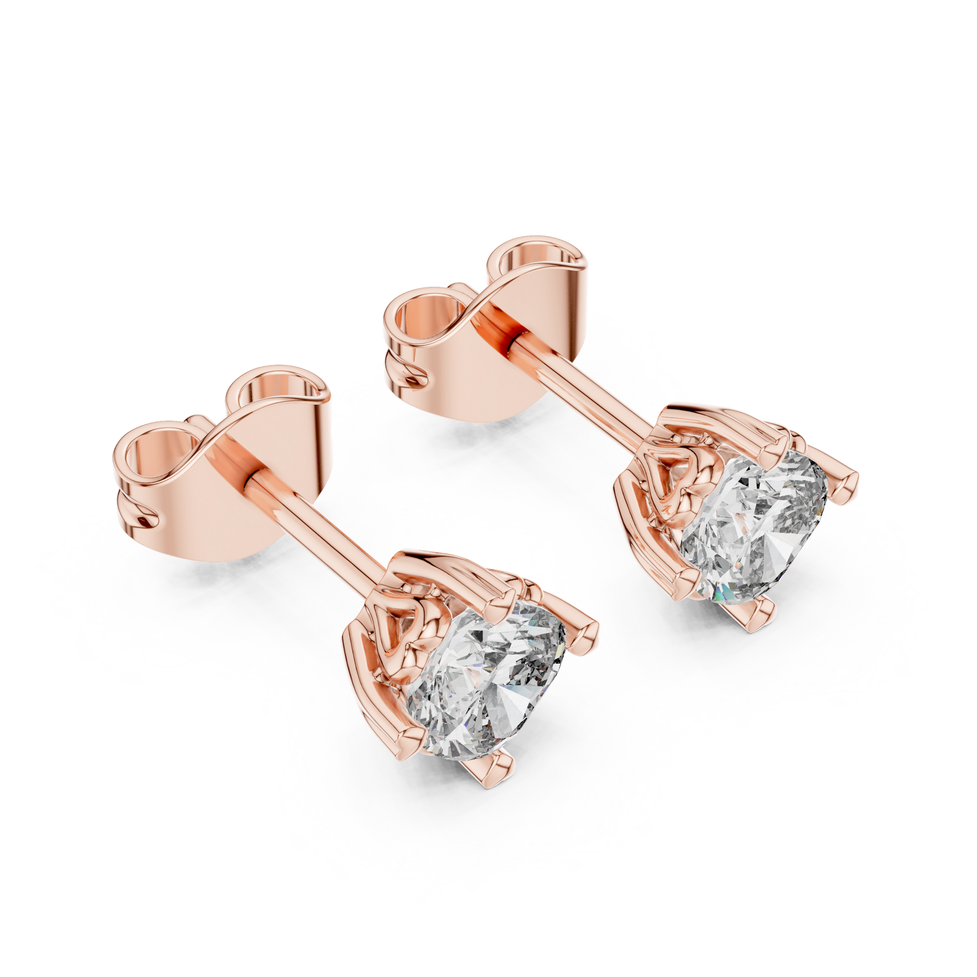 Cushion Cut Lab Grown Diamond Stud Earrings in Rose Gold