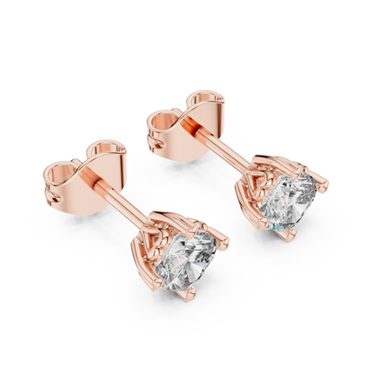 Cushion Cut Lab Grown Diamond Stud Earrings in Rose Gold