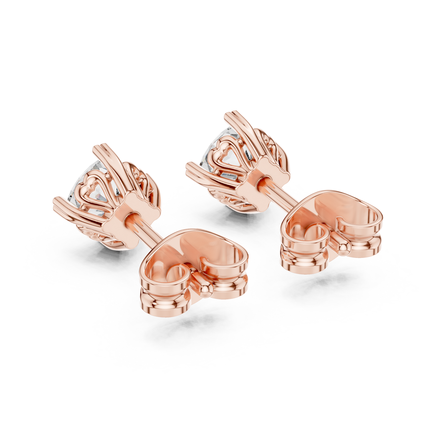 Cushion Cut Lab Grown Diamond Stud Earrings in Rose Gold