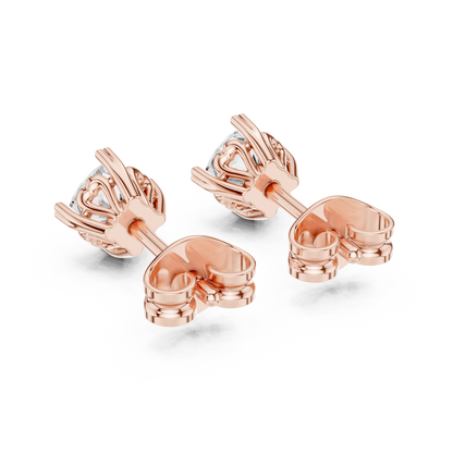 Cushion Cut Lab Grown Diamond Stud Earrings in Rose Gold
