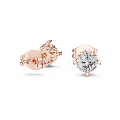Cushion Cut Lab Grown Diamond Stud Earrings in Rose Gold