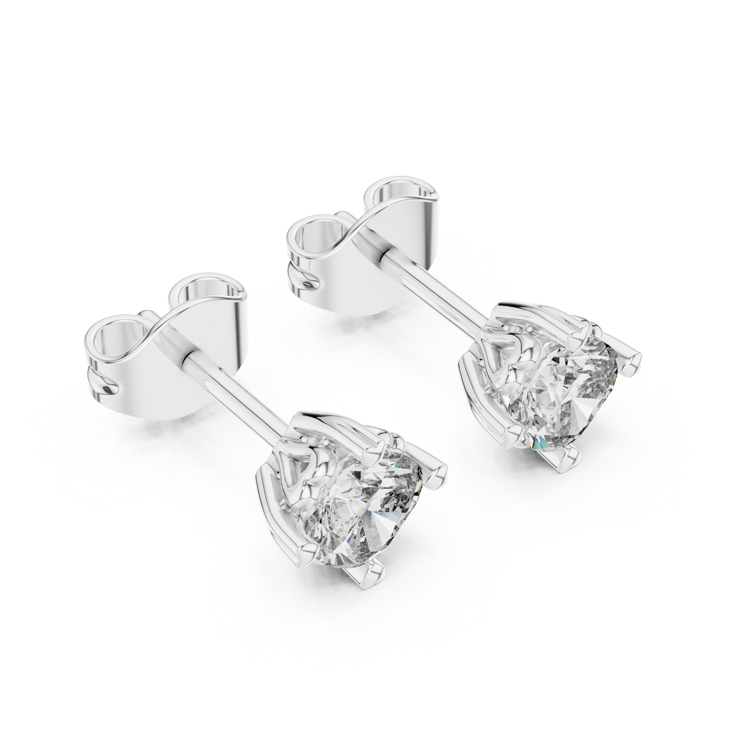 Cushion Cut Lab Grown Diamond Stud Earrings in Platinum