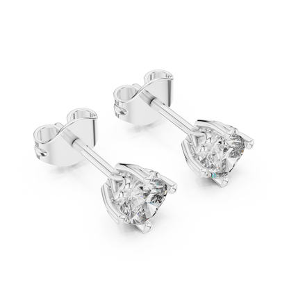 Cushion Cut Lab Grown Diamond Stud Earrings in Silver
