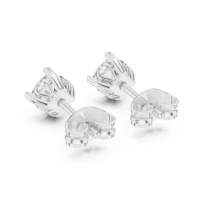 Cushion Cut Lab Grown Diamond Stud Earrings in White Gold