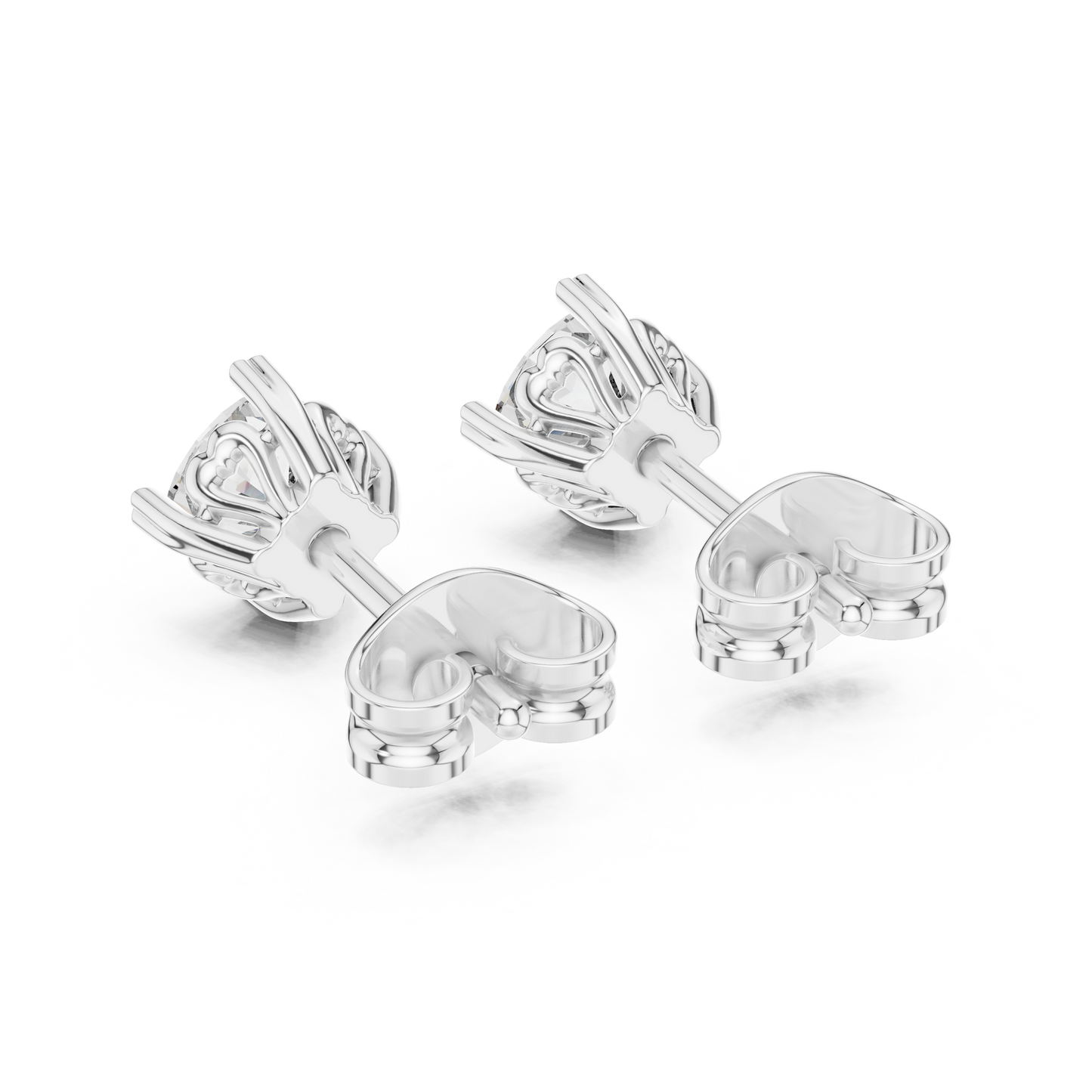 Cushion Cut Lab Grown Diamond Stud Earrings in Silver