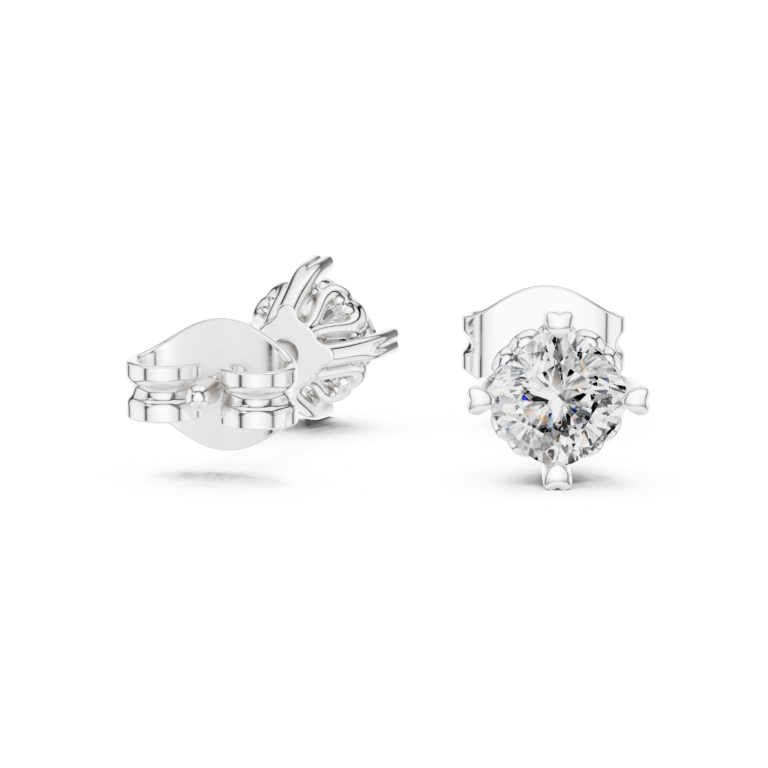 Cushion Cut Lab Grown Diamond Stud Earrings in White Gold