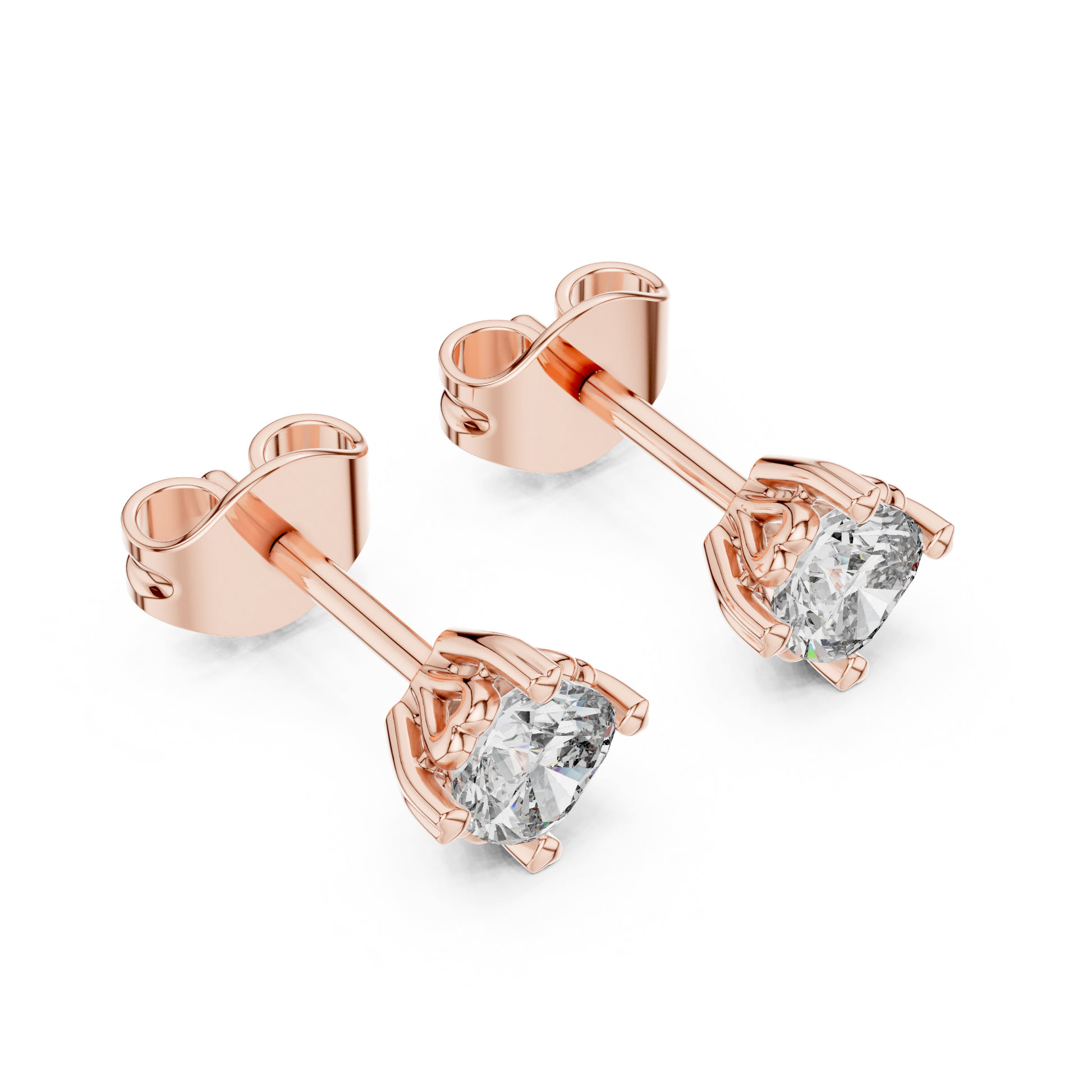 Cushion Cut Lab Grown Diamond Stud Earrings in Rose Gold