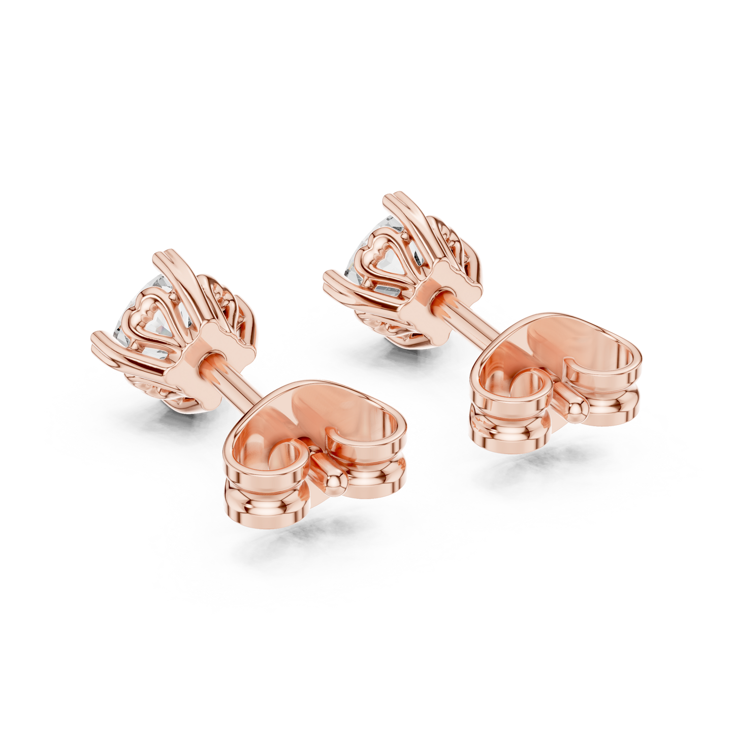 Cushion Cut Lab Grown Diamond Stud Earrings in Rose Gold