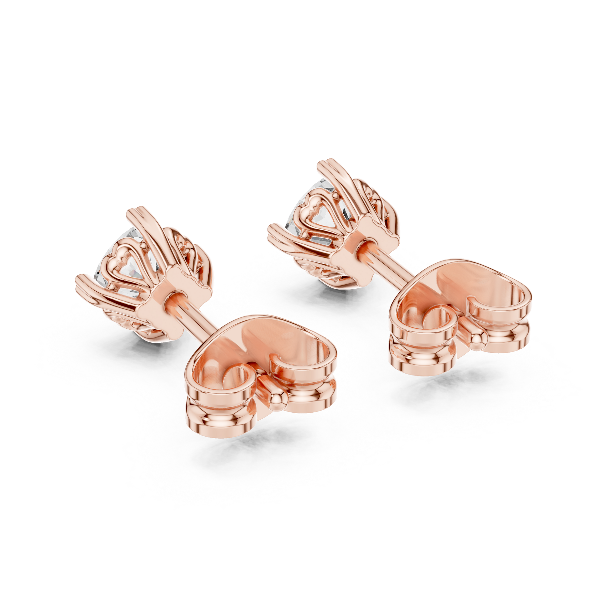 Cushion Cut Lab Grown Diamond Stud Earrings in Rose Gold