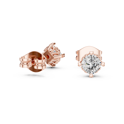 Cushion Cut Lab Grown Diamond Stud Earrings in Rose Gold