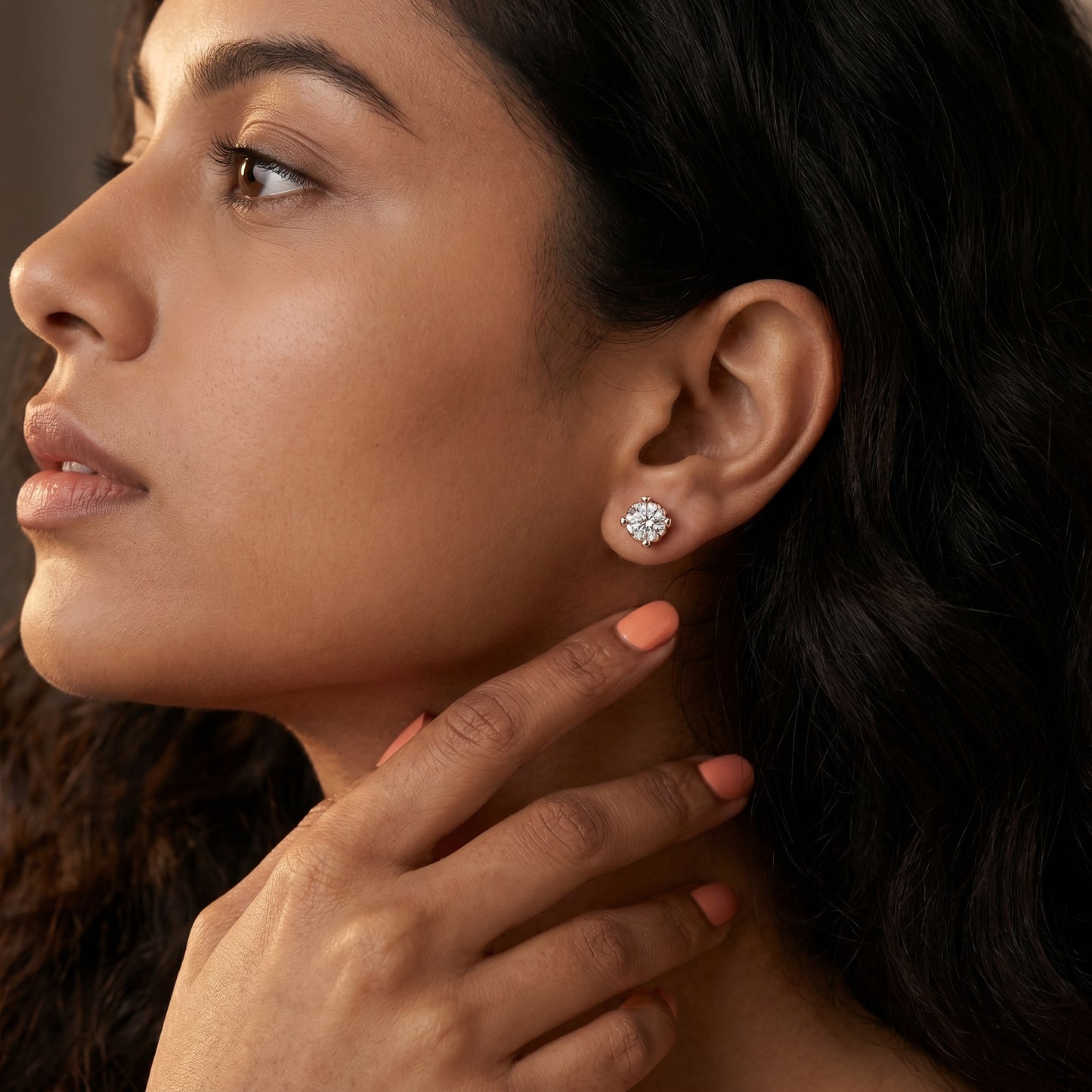 Cushion Cut Lab Grown Diamond Stud Earrings in Rose Gold