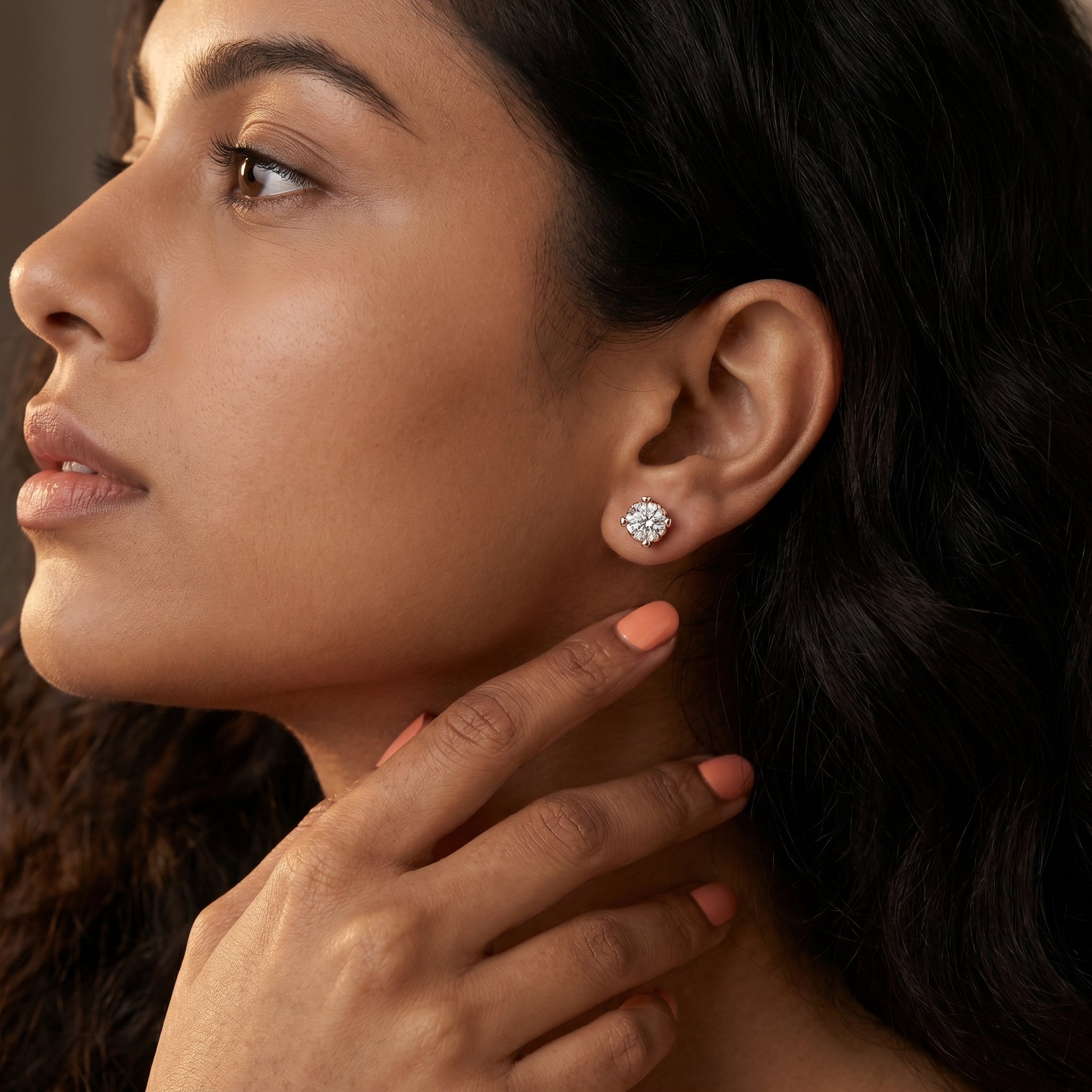 Cushion Cut Lab Grown Diamond Stud Earrings in Rose Gold