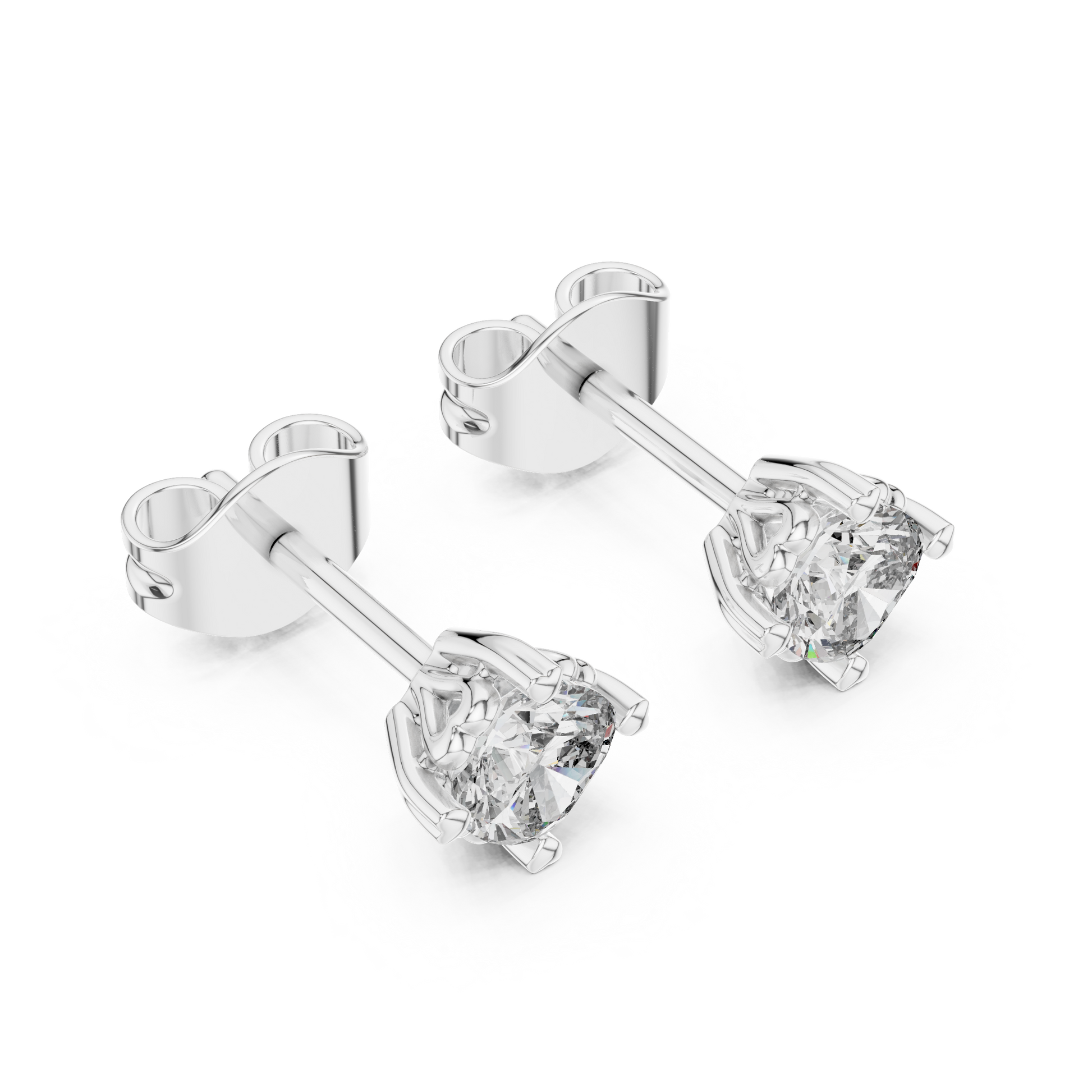 Cushion Cut Lab Grown Diamond Stud Earrings in Silver